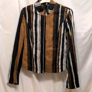 Jones brown and black striped zip up jacket
